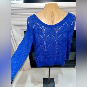 LC Lauren Conrad Royal Blue Ribbon Tie Back Sweater - size small